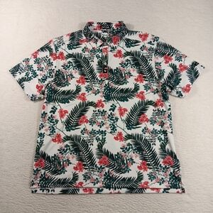 Bad Birdie Shirt Mens XXL Performance Polo Floral Hibiscus Hawaiian Golf NWOT